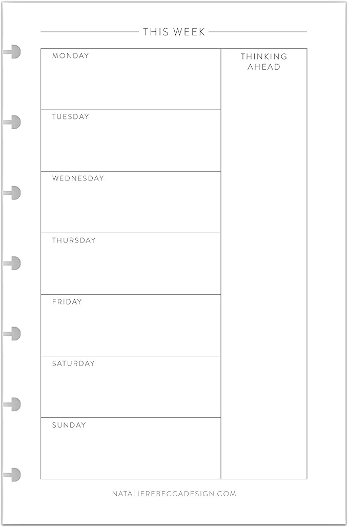 BetterNote This Week Refill Pages for Disc Notebooks, Fits Big Happy Planner, Levenger Circa, Staples Arc, Talia (Classic- 6 months, 7-Disc, 4.6”x7”)