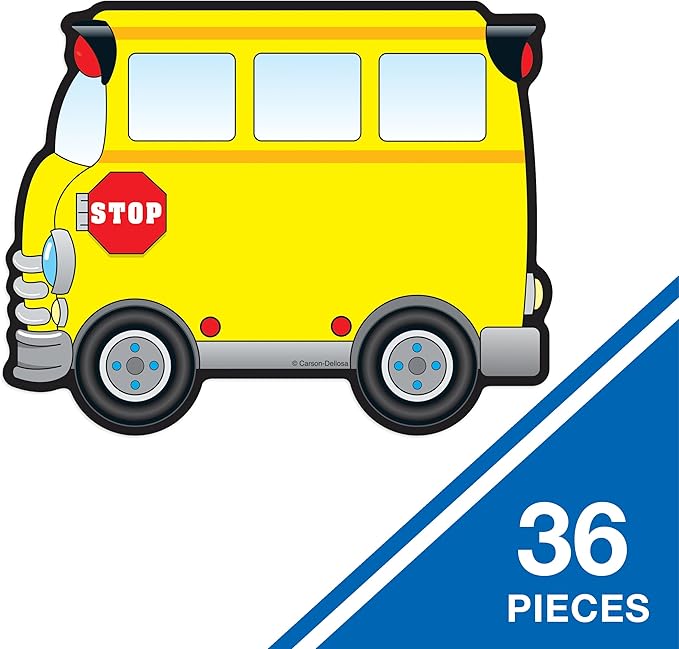 Carson Dellosa – School Bus Colorful Cut-Outs, Classroom Décor, 36 Pieces