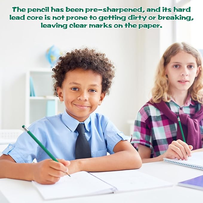 48 PCS Green Pencils Bulk with Eraser, Pre-Sharpened HB Pencils for Writing & Drawing, School Supplies for Kids Homework, Tests, Art Crafts & Teacher Grading (Green)