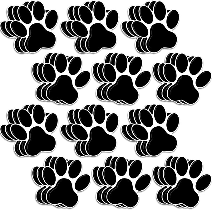 Junkin 60 Pcs Mini Paw Prints Cutouts Accents Bulletin Board Patrol Table Decorations Wall Decal Poster for Kids Educational School Home Party Supplies(Black)
