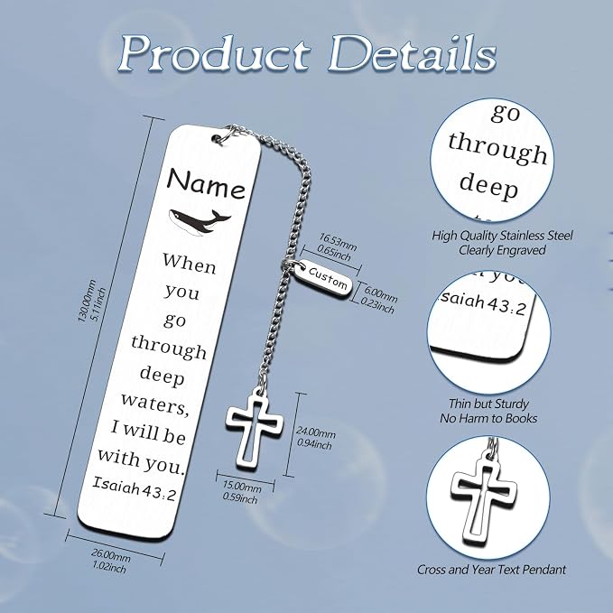Personalized Bible Bookmarks - Custom Name Inspirational Christian Bible Religious Bookmarks Gifts for Women Men Book Lovers (Style-3)