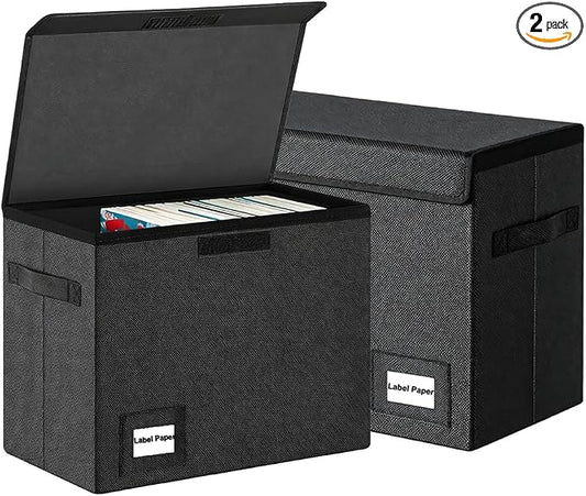 Comic Book Storage Box 15.5" X 7.5" X 11.3", Collapsible Holds 160-180 Comic Book Organizer Heavy Duty Comic Book Bin Container (2 pack, black)