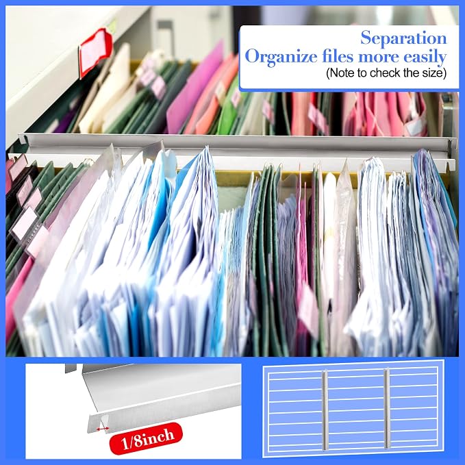 Lateral Front to Back File Bar Rails Hanging File Rails Filing Cabinet Parts Stainless Steel File Drawer Rails 15.76 Inches Long (6 Pieces)