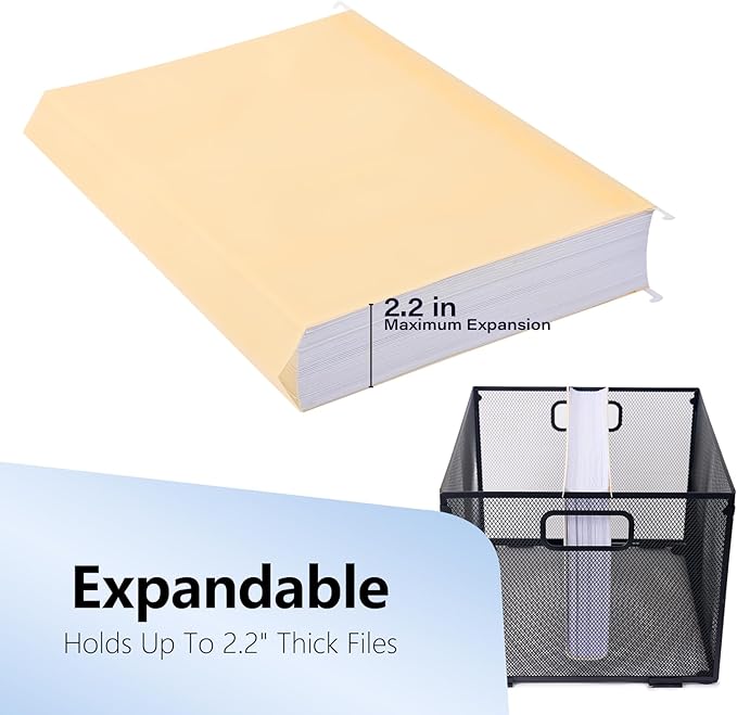 Plastic Hanging File Folders, 24 Pack Manila Hanging Folders，Letter Size with 1/5-Cut Tabs, Strong for Bulk Files, Documents and Paper, Office & Home Filing