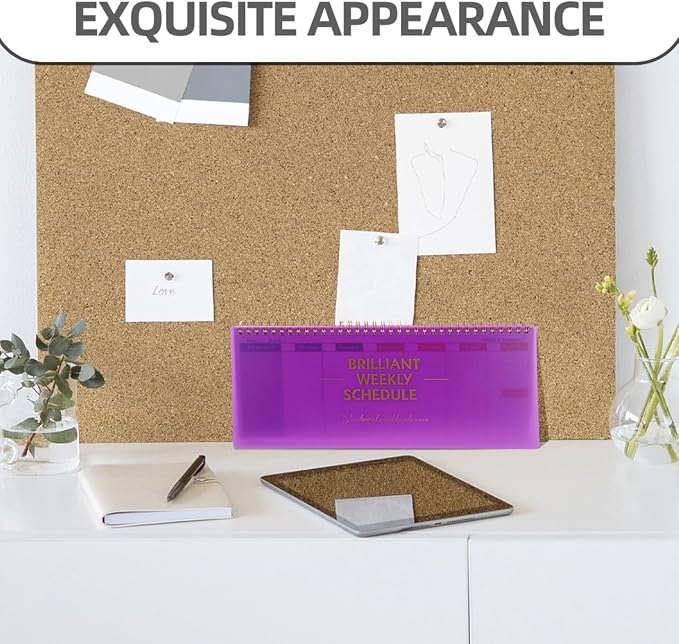LALAFINA Brilliant Weekly Scheduler Undated Desk Planner Calendar Planning Pad for Whole Year School Home Office, Purple, 12X4.8 Inch