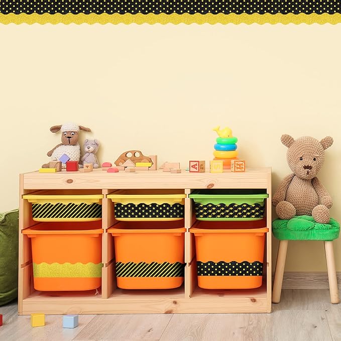 Whaline 69Ft Graduation Bulletin Board Borders Glitter Black Gold Graduation Cap Star Stripe Scalloped Bulletin Board Trim Border for School Classroom Office Desk Window Chalkboard Party Supplies