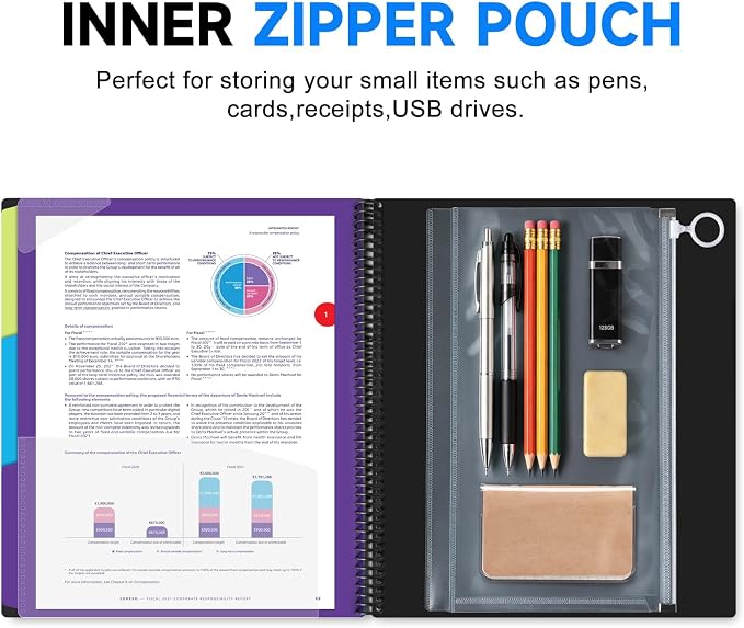 24 Pocket Poly Project Organizer for Office & Home, Large Capacity Expandable File Folder with Dividers, Heavy Duty Accordion Folder for Documents, Bills, Files Organization (Black)