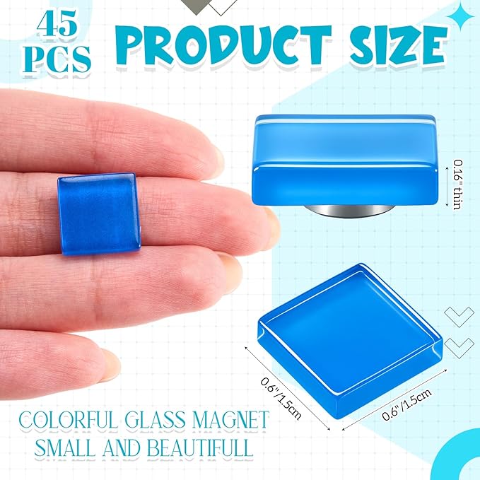 Outus 45 Pieces Vibrant Square Whiteboard Magnets 1.5 cm Refrigerator Magnets Dry Board Mini Fridge Teacher Supplies for Home Offices