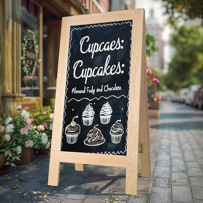 20x40 Inch Chalk Board Sign, Chalkboard Signs, A Frame Menu Easel, Sandwich Outdoor Large Standing Blackboard, Business for Outside Businesses Sidewalk - Pizarras Pizarrones Negocios
