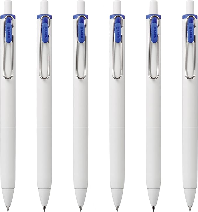 Uni-Ball one Retractable Gel Pens, Ultra Micro Point (0.38mm), Blue Ink, 6 Pens