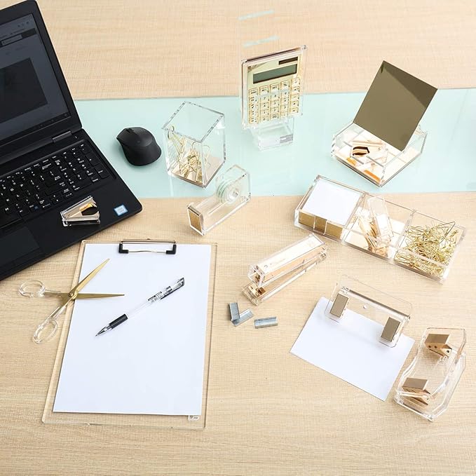 Crystal Golden Stapler and Staple Remover by DS DRAYMOND STORY - Business Gift Set