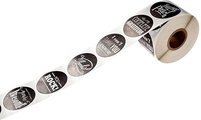 SBLABELS Retro Chalkboard Thank You Stickers / 500 Appreciation Labels / 6 Chalkboard Thanks Designs / 1.5" Round Teacher Gratitude Labels/Made in The USA