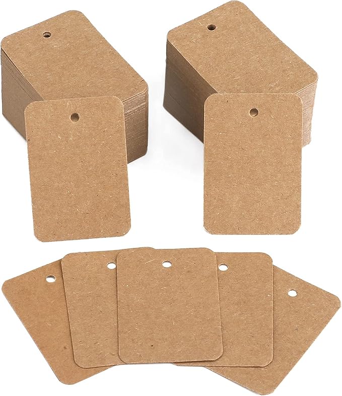 jijAcraft 1000Pcs Price Tags, Brown Clothing Tags for Retail, Small Kraft Paper Labels for Labeling Price, Size, Number, Writable Blank Tag for Business Supplies Selling Jewlry, Clothes (1.9" X 1.4")