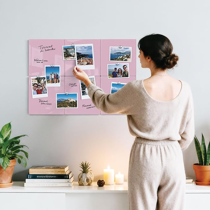 Comix Magnetic Board, 6 Pack Magnetic Whiteboard for wall, 11.8 x 11.8 Inches Dry Erase Board for Kids, Students, White Board Dry Erase Set for Fridge, Office and Home, Pink