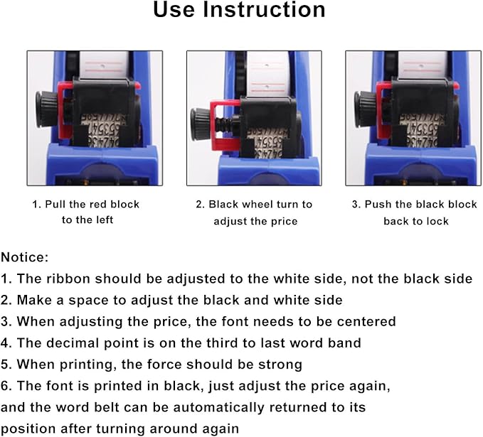 gernie MX-5500 8 Digits Price tag Gun, Pricing Gun, Label Maker Pricing Label Gun to Label Clothing, Toys, Luggage, Carpets Numerical Tag Gun for Office, Grocery Store Marking (Blue), 21 x 12mm