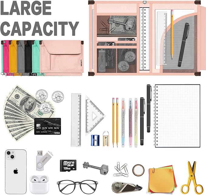 A5 Conference Folder Business Organiser Bag Notepad Carrying Case Document Case A5 Portfolio Organiser Portfolio Binder with Zip (Sweet Pink)