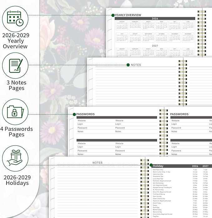 2026-2028 Monthly Planner/Calendar - 3 Year Monthly Planner 2026-2028, January 2026 - December 2028, 9" x 11", 3 Year Calendar 2026-2027-2028 with Colorful Tabs, Notes Pages, Inner Pocket