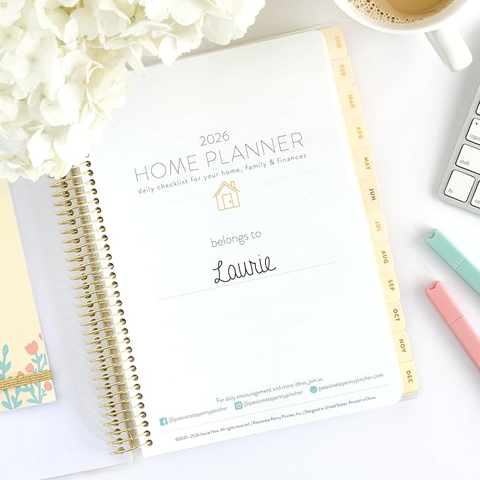 PPP Home Planner 2026 | 12-Month Weekly Calendar (Sunday Start) | Monthly Review & Seasonal Checklists | Budgeting & Savings Worksheets | Daily Bible Reading Plan | Checklists for Routines and Goals