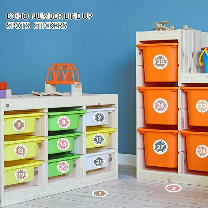 Boho Line up Spots for Classroom - 36pcs Number Stickers for Classroom Floor Stickers Dots for Classrooms Floor Decals for Classrooms Lining up Back to School Kindergarten Preschool Supplies