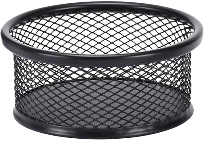 Black Metal Mesh Desk Organizer - Multi-Purpose Clip Holder for Office and School Supplies, Paperclip/Binder Clip Dispenser with Non-Slip Base (Home Office, Classroom, Study Desk Accessories)
