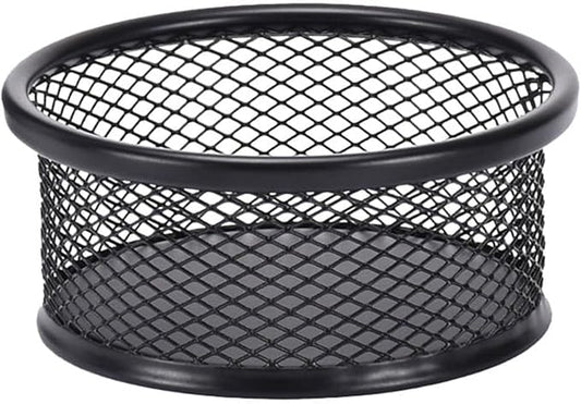 Black Metal Mesh Desk Organizer - Multi-Purpose Clip Holder for Office and School Supplies, Paperclip/Binder Clip Dispenser with Non-Slip Base (Home Office, Classroom, Study Desk Accessories)