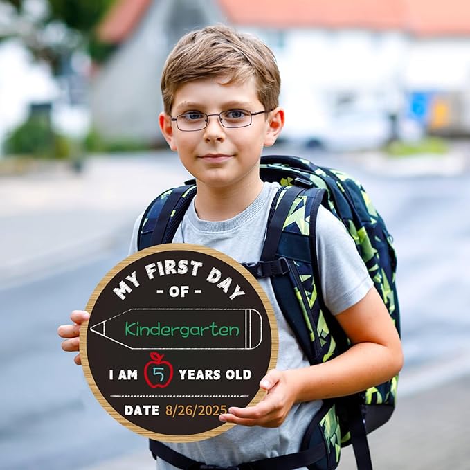 First & Last Day of School Chalkboard - 9.8" Double Sided Back to School Board Sign for Kids Girls Boys - 1st Day of Preschool Pre-K Kindergarten 1st Grade Photo Props Gifts for Duaghter Son