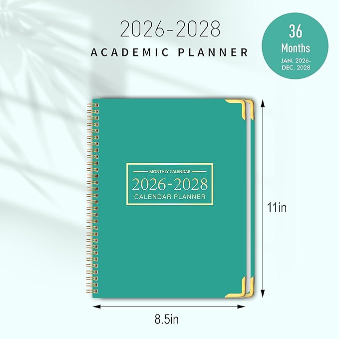 Monthly Planner 2026-2028, 2026-2028 Calendar 36 Months, 8.5" x 11", Jan 2026- Dec 2028,Metal corner protectors with Spiral Bound, 3 Years Academic Planner Perfect for School & Office for Women & Men