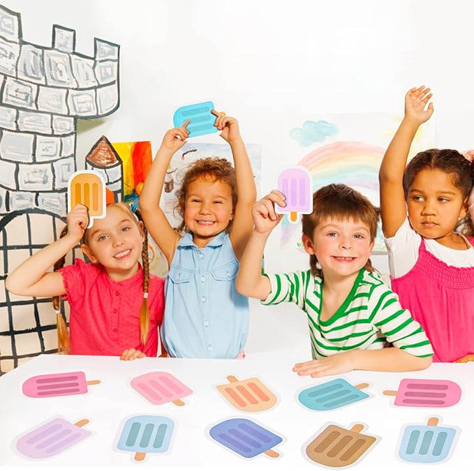 48 Pieces Ice Cream Cutouts Summer Bulletin Board Decorations Ice Pops Cut Outs Assorted Color Popsicle Shape Classroom Bulletin Board Decor for Kids School Office Supplies