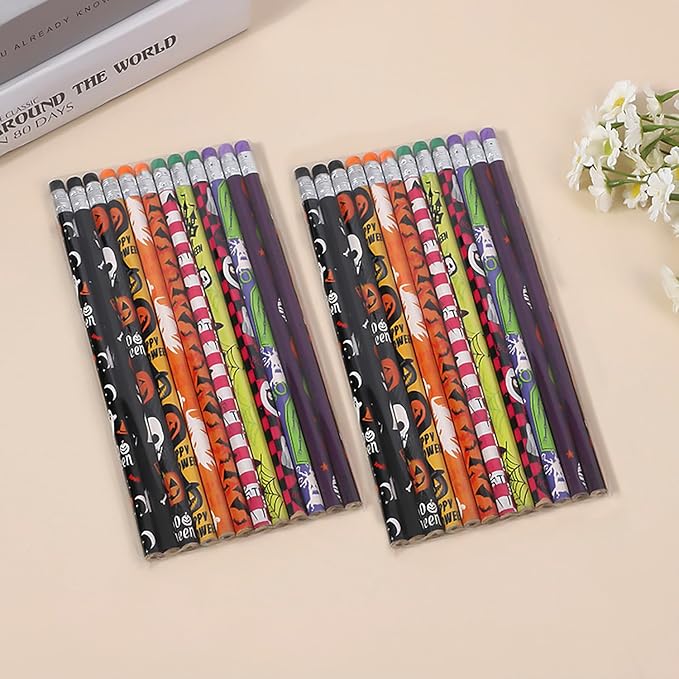 96pcs Halloween Pencils with Eraser for Halloween Wood Pencils Bulk (Halloween, 96)