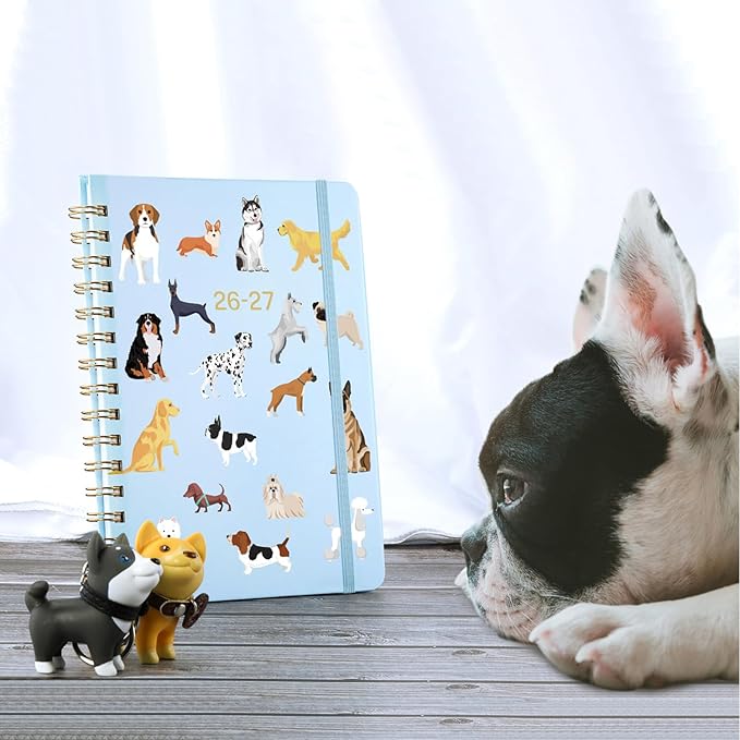 Planner 2026-2027 - Academic Planner 2026-2027, 26-27 Weekly & Monthly Planner with Tabs, Jul. 2026 - Jun. 2027, 6.5" x 8.5", Hardcover with Back Pocket + Thick Paper + Banded, Twin-Wire Binding - Cute Dogs