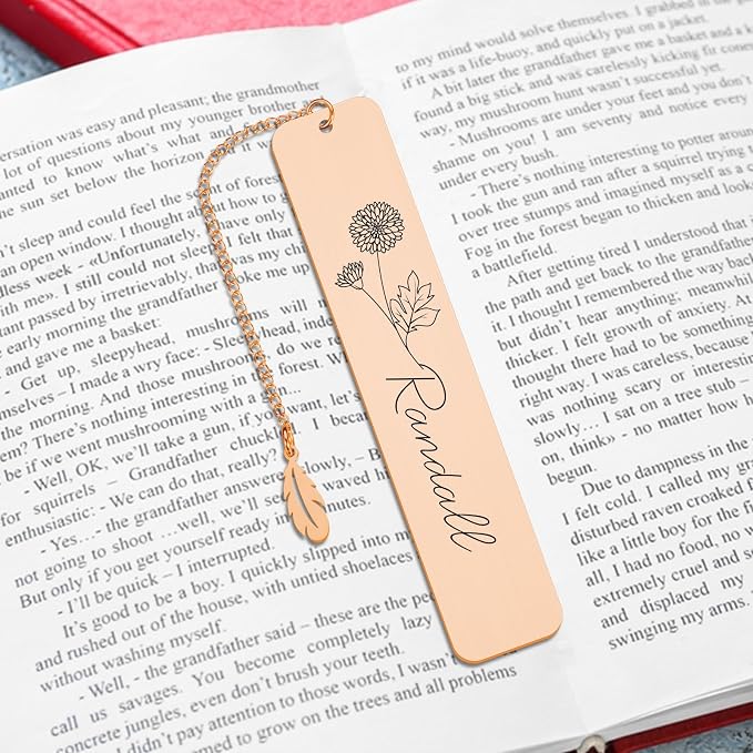 Personalized Birth Flower Bookmark Custom Bookmarks with Name Birthday Gifts for Women Daughter Mom Bookmarks for Book Lovers Wedding Gifts