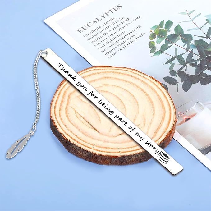 FunisFun Appreciation Gifts for Teachers, Thank You for Being Part of My Story Metal Bookmark for Reading Lovers Writers Friends Coworker Teens, Book Accessories for Christmas New Year Graduation