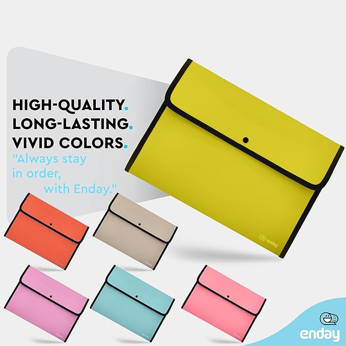 Square Flap Document Holder Green, Expanding File Folder, A4 Letter Size Reusable Filling Envelopes, Snap Closure Wallet File Pouch Also Available in Blue, Purple, Green, Red, Grey, 1 Pc– By Enday
