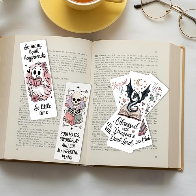 Dark Romance Bulk Bookmark for Women, 120 Pcs Cute Skull Dragon Paper Bookmarks Gift for Book Lovers, Romantasy Reading Accessories Creative Gifts for Men Teachers