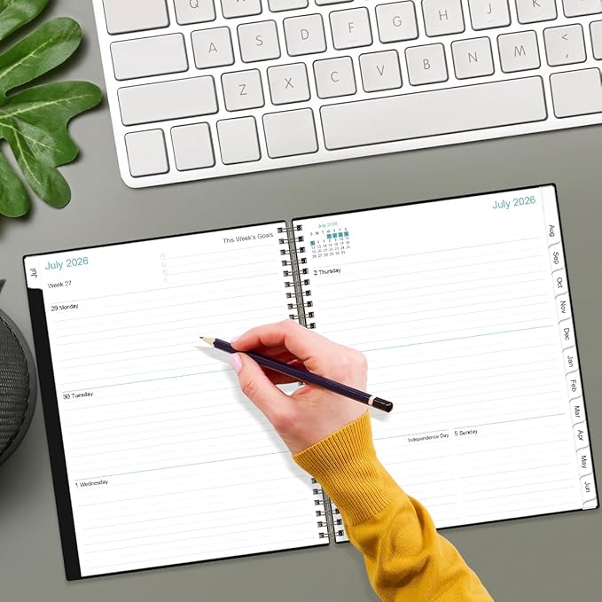 2026-2027 Planner - 8.5" x 11" Weekly Monthly Planner from July 2026 to June 2027 with 12 Monthly Tabs, Inner Pocket, Elastic Closure, Black