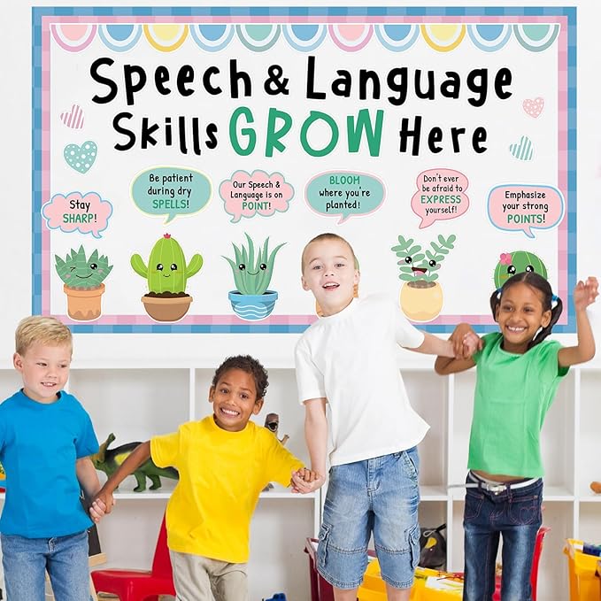 Speech Therapy Bulletin Board Decorations Motivational Succulent Plant Themed Bulletin Board Set End of Year Cactus Positive Affirmations Accents Cutouts for School Classroom Wall Door Decor Supplies