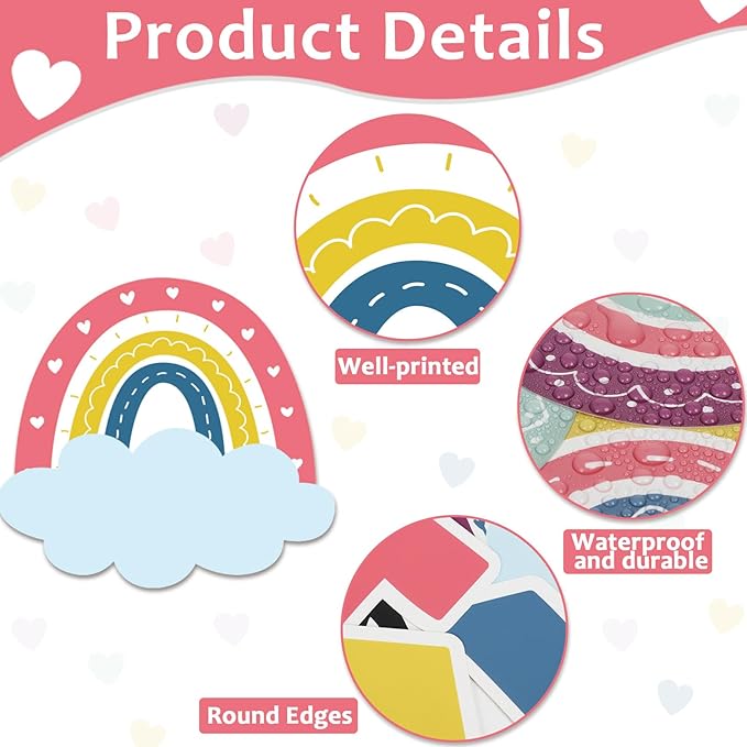 Motivational Rainbow Bulletin Board Cutouts, Happy Sunshine Day Inspirational Positive Classroom Decoration You are a Rainbow of Possibilities Accents for School Chalkboards Wall Decor