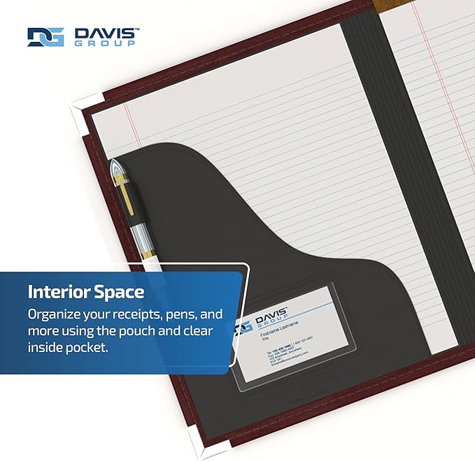 Executive Notebook Portfolio, VIP Faux-Leather Padfolio for Women and Men, Includes 8.5-by-11-Inch Writing Pad, Burgundy