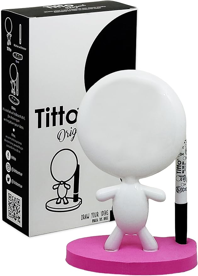 Dry Erase Board - TITTO Original, Draw Your Ideas - Spring Break Gifts - Ceramic Doll - Easter Deco Gifts - for Any Desk - Pink Work Home Office (Pink)