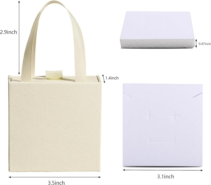 40 pcs paper boxes 9 x 9 x 3.5 cm, beige luxury gift storage, jewelry gift storage box suitable for earrings necklaces bracelets rings