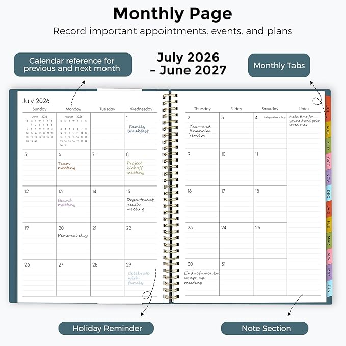 SKYDUE Appointment Book 2026-2027, Academic Hourly Planner from July 2026 - June 2027, 8.5" x 11" Weekly & Monthly Schedule Planner with 15-Minute Interval- Perfect for Daily Planning Blue