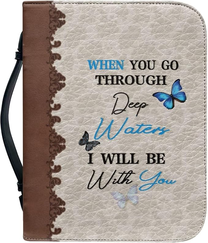 Butterfly Letters Womens Bible Covers Lightweight PU Bible Bag with Built-in Pocket & Pen Slots Bible Holder Case Book Cover Protector Scripture Church Bag Christian Gifts