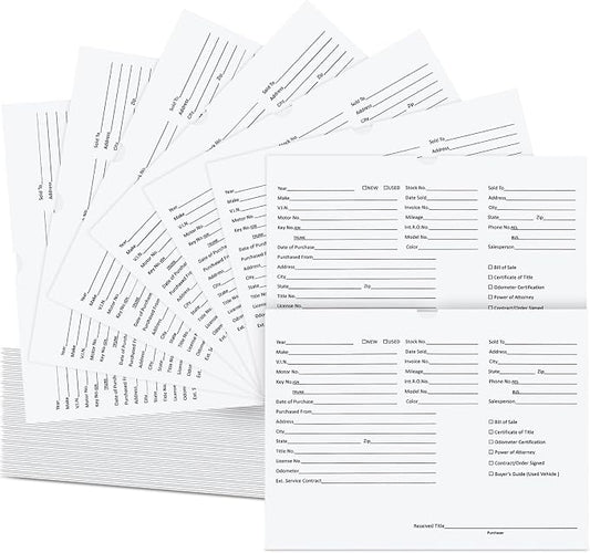 Watersay 120 Pcs 9 x 12 In Vehicle Dealer Jackets for Car Sales 32lb Colored Printed Deal Envelopes Dealership Supplies File Jackets Automotive Folders for Car Dealerships (Classic,White)