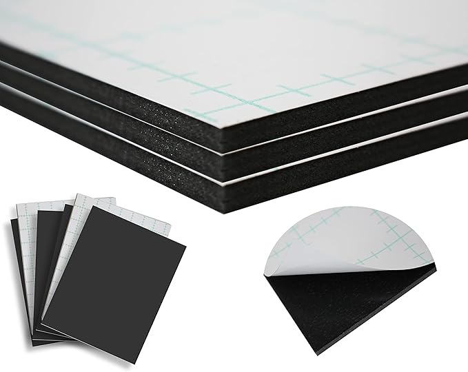 3/16" Black 1 Side Self Adhesive Foam Core Boards 24x30-50 Pack. Many Sizes Available. Acid Free Craft Poster Board for Signs, Buffered Presentations, School, Office and Art Projects
