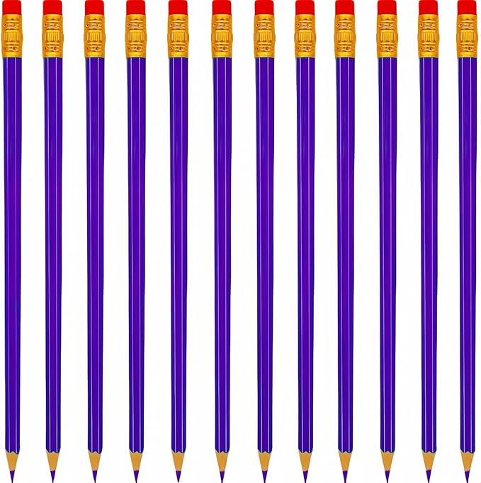 36 Pcs Erasable Checking Pencils, Pre-Sharpened, for Marking, Coloring, Tests, Grading, Office (Purple)