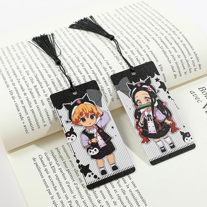 Anime Demon Kamado Acrylic Bookmark - Anime Tanjiron Zenitsu Giyuu Kyoujurou Figure Page Mark Reading Tool, Holiday Gifts for Reading Fans Book Lovers Bookworm (4PCS Set-2)