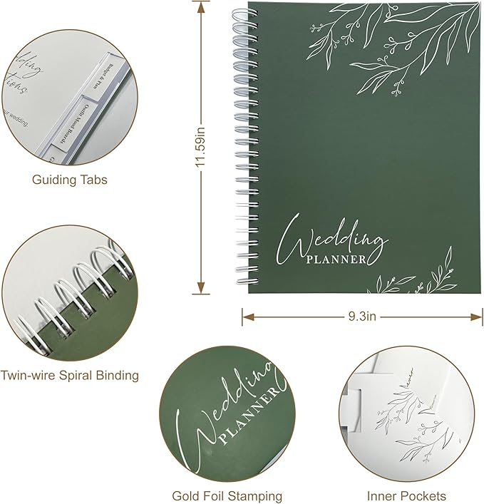 Wedding Planner Book and Organizer, Wedding Planner for Bride Gifts, Bridal Planning Binder, Engagement Gifts for Couples