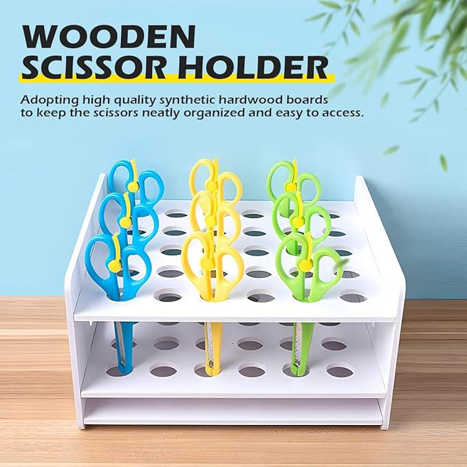 Tube Display Rack 30-Hole Craft Scissor Holder Art Craft Supplies Organizer Multi-Function Shear Holder for Children Desk Organizers School Home Classrooms