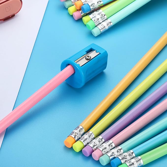 PATIKIL Round Pencils, 24 Pack HB Graphite Pencils with Eraser Wood Pencils Cute Pencil for Classroom Teacher Office Supplies, Light Green
