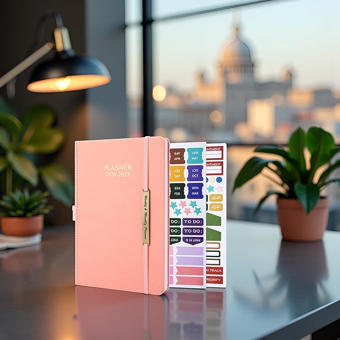 Cheericome Planner 2026-2027, Month Weekly Planner Run JAN 2026 to JUN 2027, 26-27 Planner with Pen Loop, Back Pocket and Stickers, 18 Months Planners, Rose Monthly Planners 2026-2027